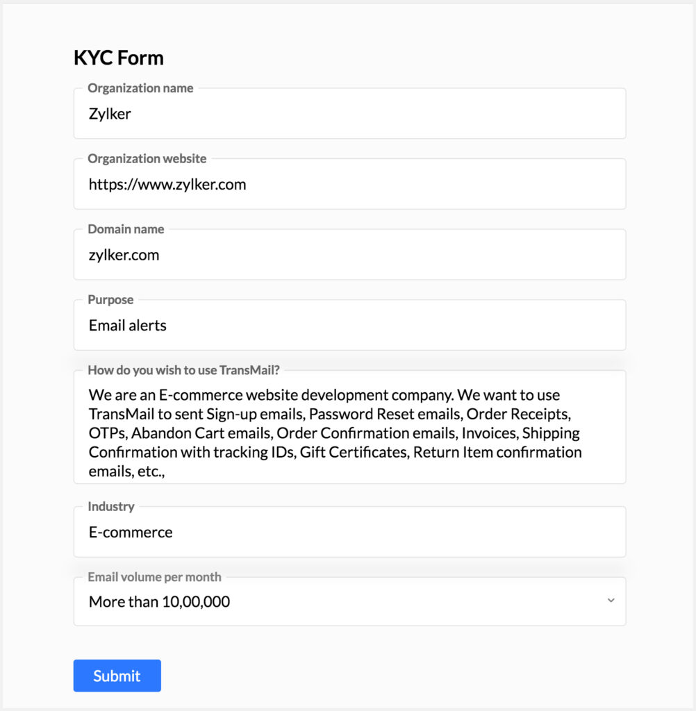 TransMail KYC Form