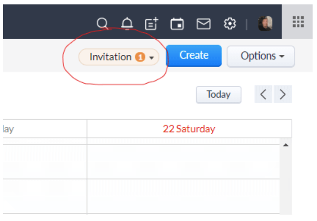 invite notification in the Zoho CRM calendar view