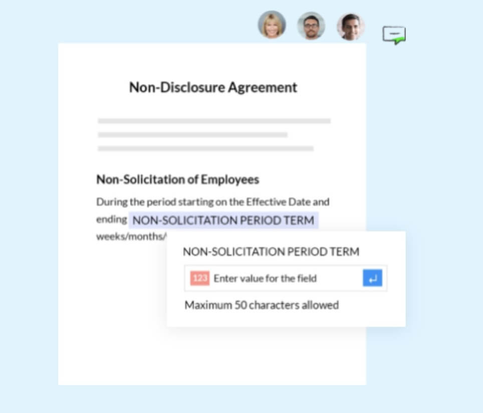 Zoho ones Contract Lifecycle Management to Coauthor contracts with teammates