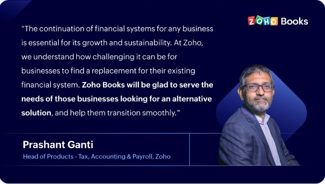 Prashant Ganti, Head of Products - Tax, Accounting & Payroll, Zoho
