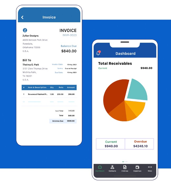 Zoho Invoice mobile apps