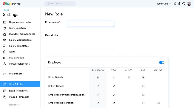 Powerful administration with Zoho Payroll