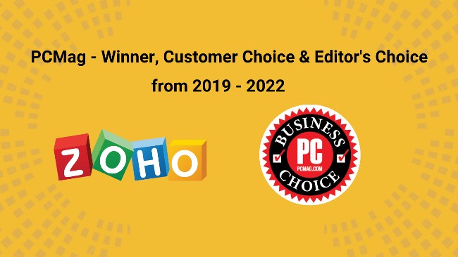 Zoho CRM Received Editor's Choice Award from PCMag, Four Years in a Row