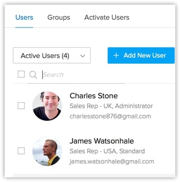 Add users to your Zoho CRM account