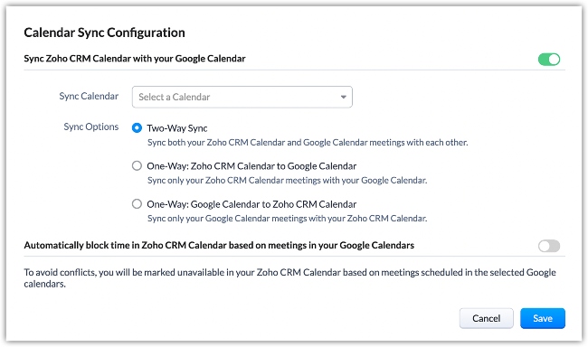 Google Calendar Sync with Zoho Calendar