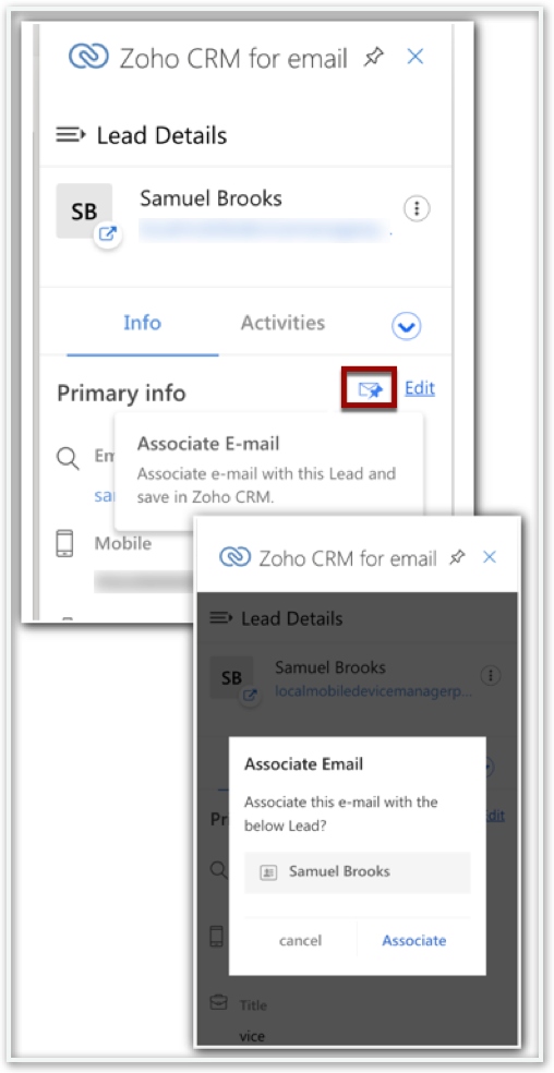 How to associate an email with a lead, contact